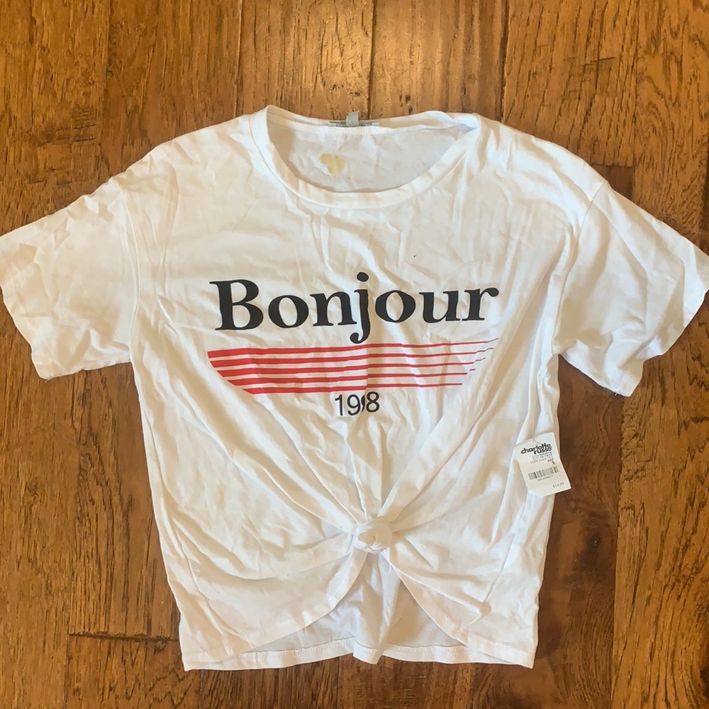 Bonjour tee. NEVER WORN. WITH TAG